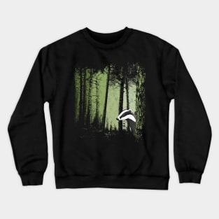 Romantic Twilight Forest with Badger Drawing Crewneck Sweatshirt